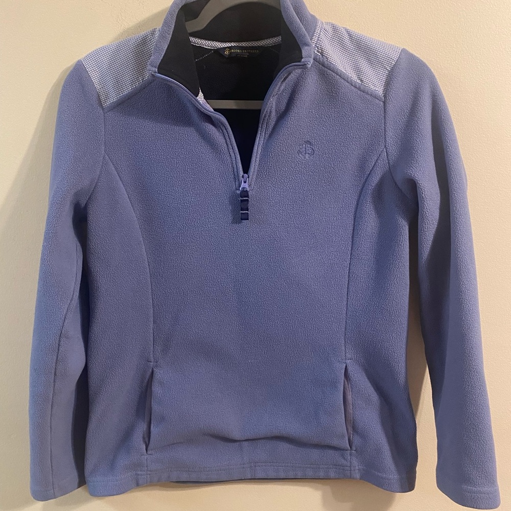 Women’s Brooks Brothers 1/4 Zip Logo Fleece‎ Pullover Blue Size Small